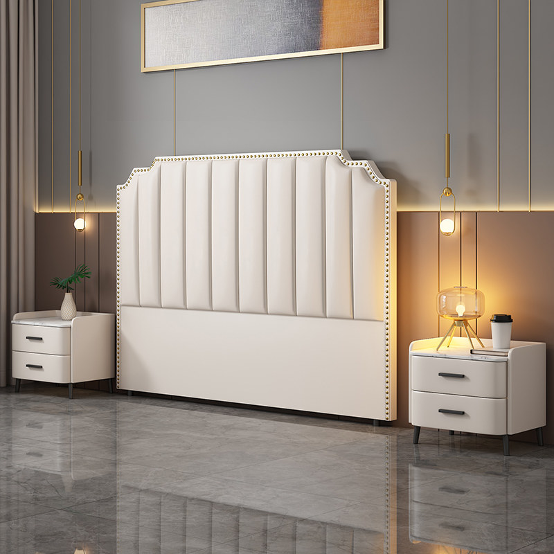 2023新款软包床头靠垫简约现代靠背单买全实木科技布床头板床靠背