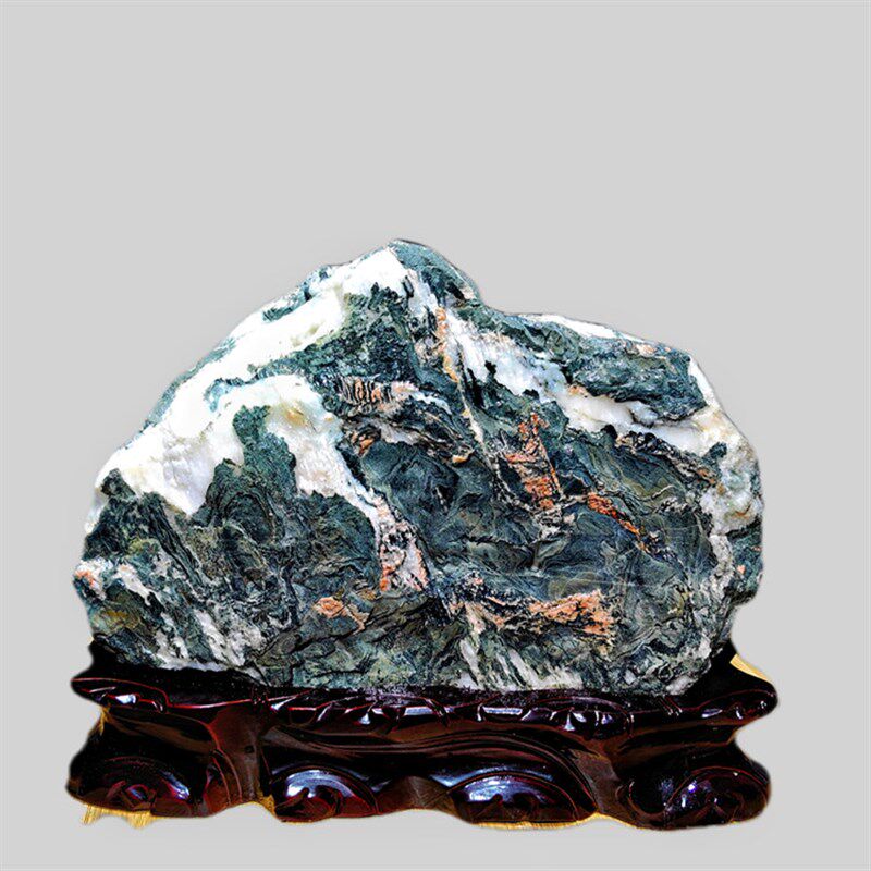 天然青海七彩石原石摆件 奇石国画石草花石彩色石头装饰收藏礼品