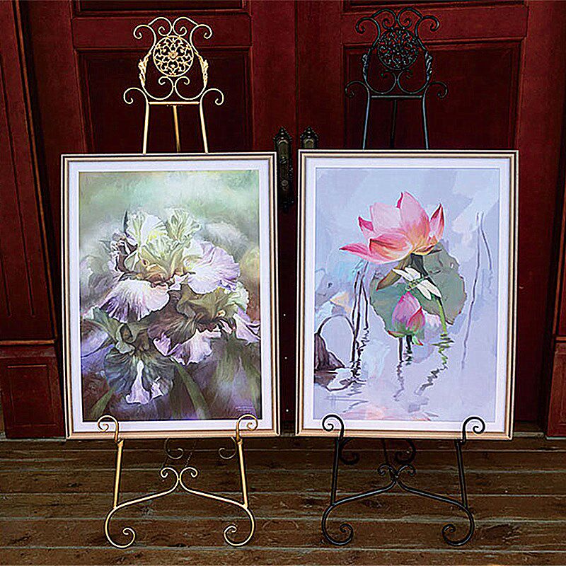 铁艺油画架子 烤漆kt板展示架广告架婚庆海报支架迎宾水牌易拉宝