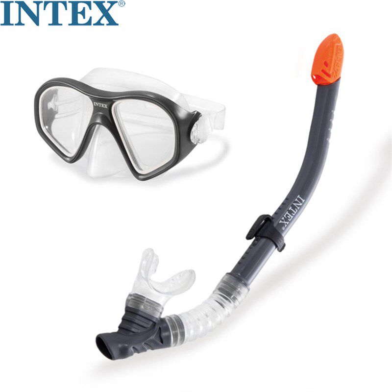 INTEX进口材质潜水镜套装呼吸管半干防水游泳镜浮潜三宝防雾面罩