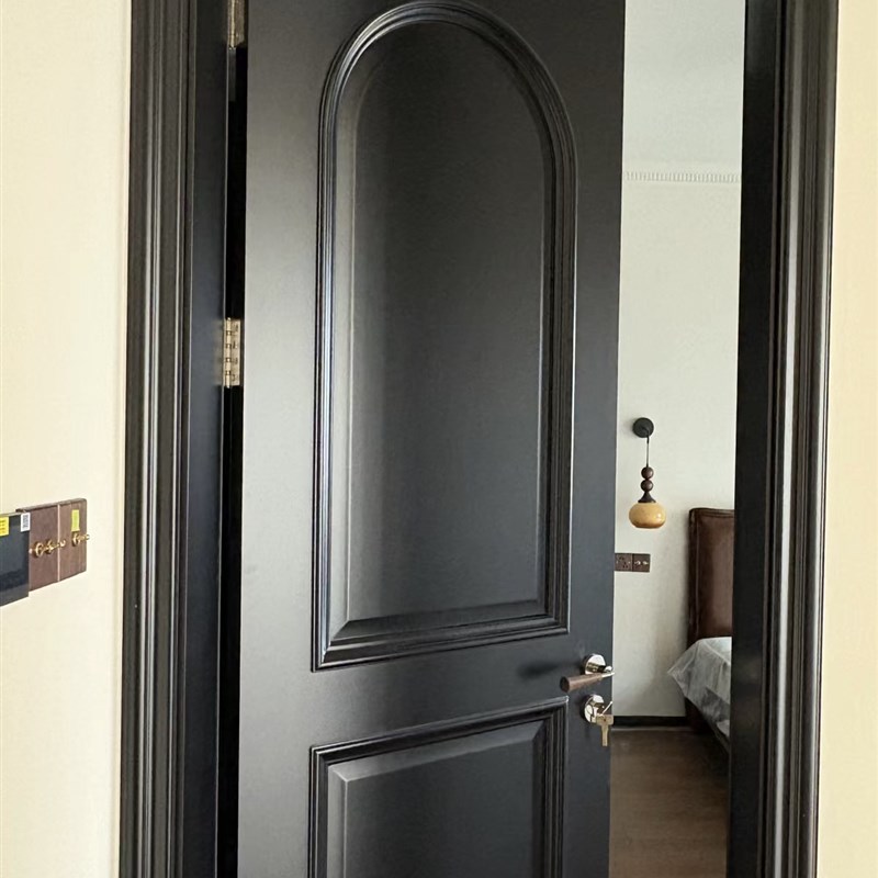 法式复古扣线烤漆门奶油风卧室门室内实木门套装门