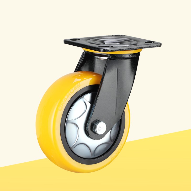 常成脚轮重型寸5寸寸聚氨酯带刹车耐磨脚轮8寸平板手推车万向轮