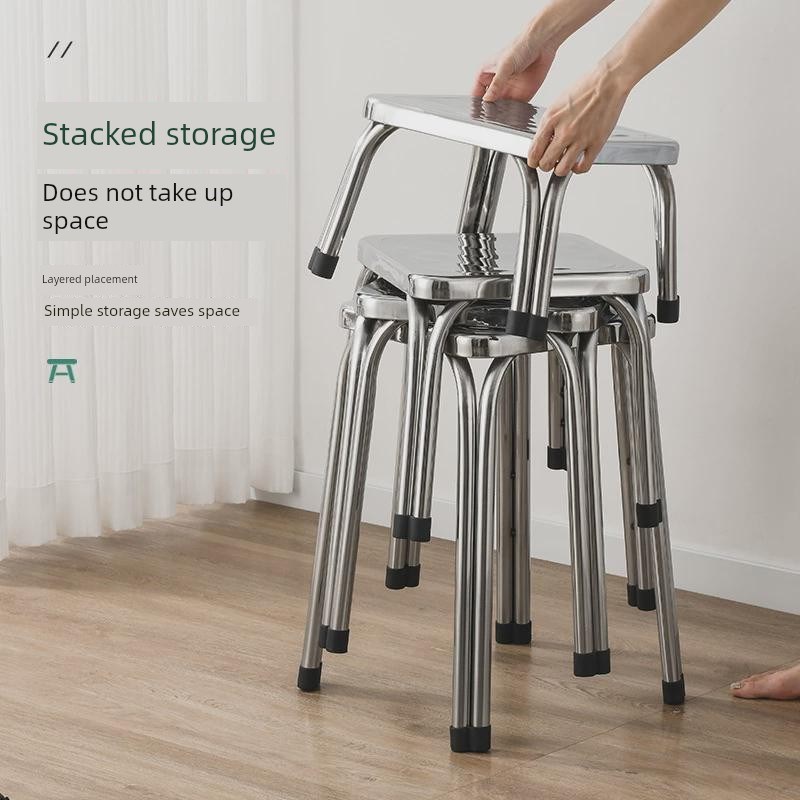 不锈钢凳子方凳家用小凳子圆形矮凳工厂车间钢凳椅子铁凳子高板凳