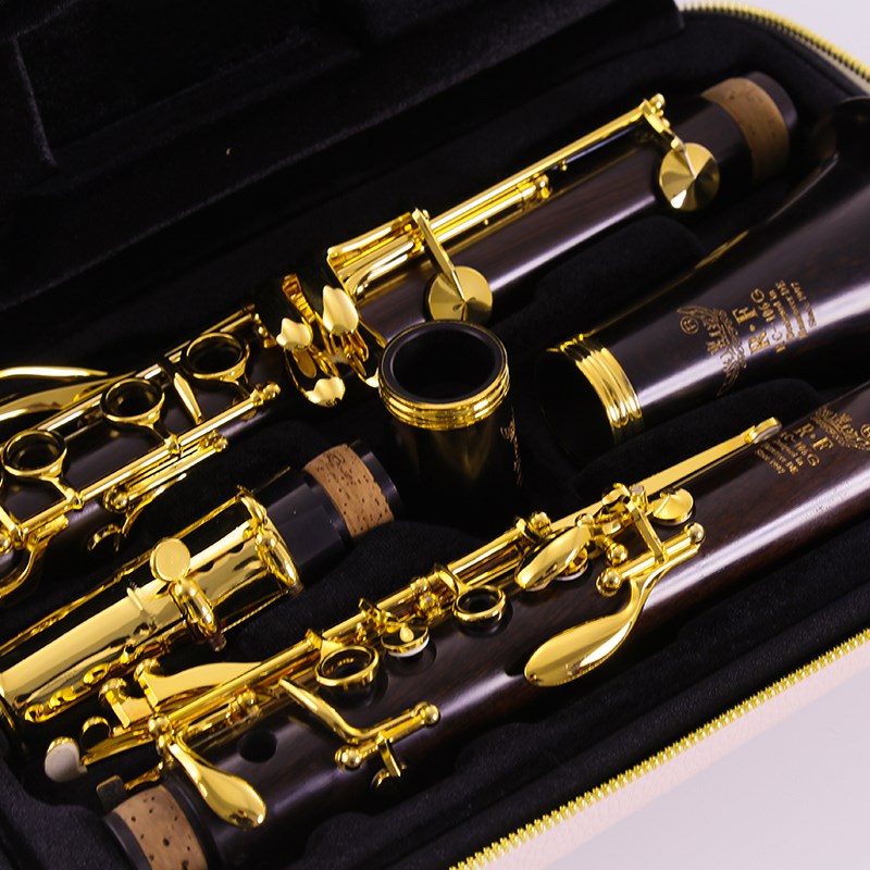 ROFFEE 单簧管18键镀金限量版18K金乌木降B调乐团演奏级