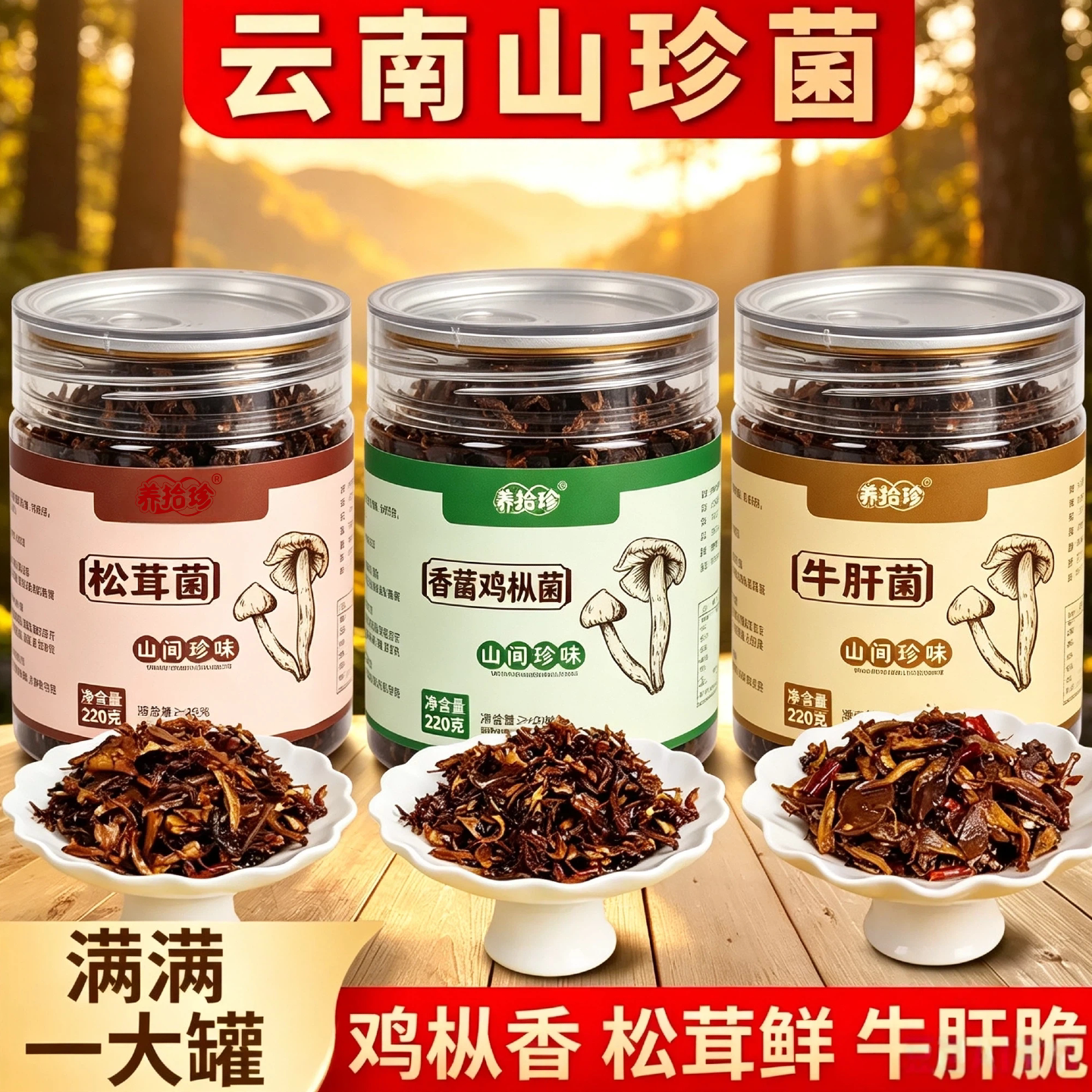 云南特产菌子油鸡枞菌松茸牛肝菌