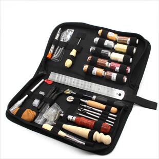 皮革diy手缝工具30pcs手工缝纫套装菱斩皮艺针线包锥子工具拉链包