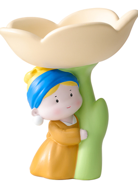 珍珠女孩郁金香钥匙收纳入户玄关电视柜家居轻奢装饰摆件乔迁礼品