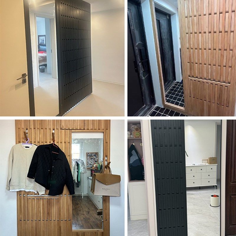 入户钢琴键挂衣架全身穿衣镜挂衣板电表箱挂衣钩实木推拉镜隐藏式