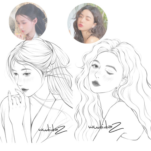 精致黑白线条写实素描微信头像手绘设计漫画真人照片转手绘定制作