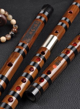 文苑乐器考级专业演奏横笛 解兵8578特制笛双插接铜苦竹笛子包邮
