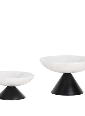 轻奢侘寂高档洞石大理石果盘收纳托盘摆件样板间客厅餐厅茶几软装