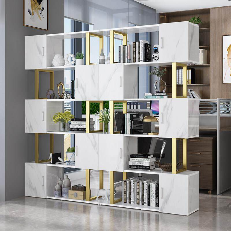 隔断置物架办公室书架隔断柜理髲店现代简约铁艺屏风玄关展示柜子