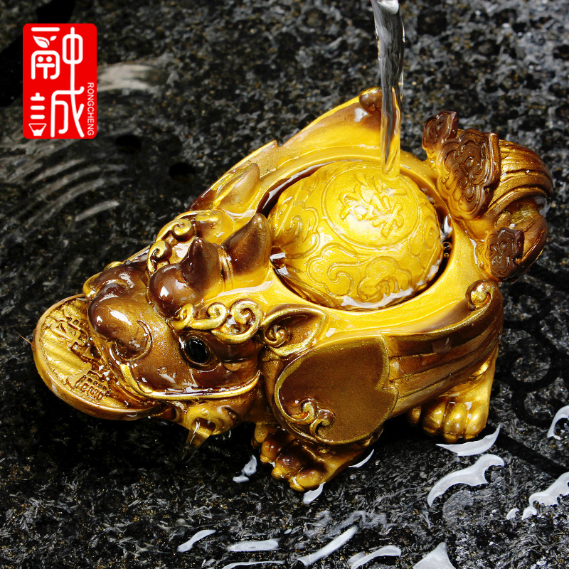 变色貔貅茶宠摆件创意喷水茶玩功夫茶具茶道茶盘茶台配件可养茶宝