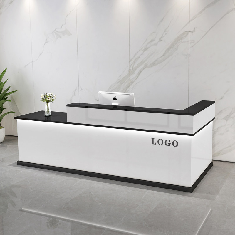 前台接待台烤漆吧台收银台简约奶茶店服装店柜台转角咨询台办公桌