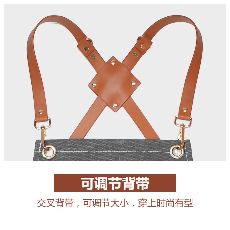 围裙定制logo印字背带式牛仔布料围腰咖啡师花店手工匠人男工作服