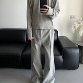 休闲长裤 ONEER 精纺羊毛混纺立体剪裁静奢老钱风微喇基础西裤 男女