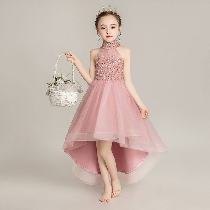小女孩洋气走秀晚礼服春秋儿童公主裙蓬蓬纱女童主持人钢琴演出服
