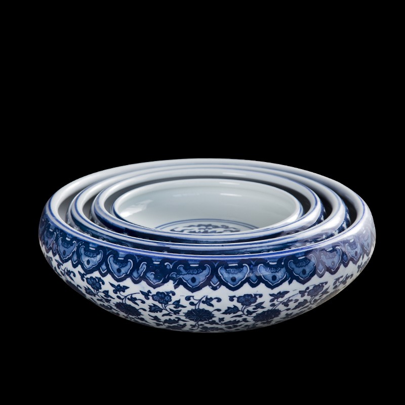 景德镇陶瓷水仙花盆青花瓷笔洗鱼缸烟灰缸多功能客厅桌面茶几摆件