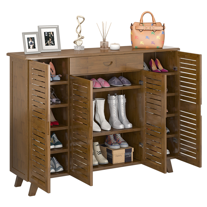 鞋柜家用门口收纳大容量简易鞋架子多层省空间客厅透气玄关柜实木
