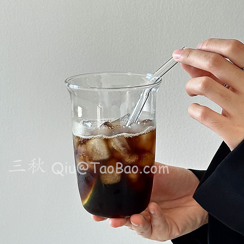 三秋Sanq复古透明冰美式玻璃杯耐热水杯冰拿铁咖啡冷饮杯气泡水杯