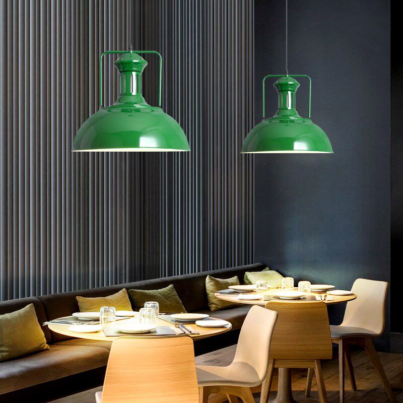吊灯创意个性艺术绿色复古怀旧工业风铁艺火锅店仿古餐厅吧台灯罩