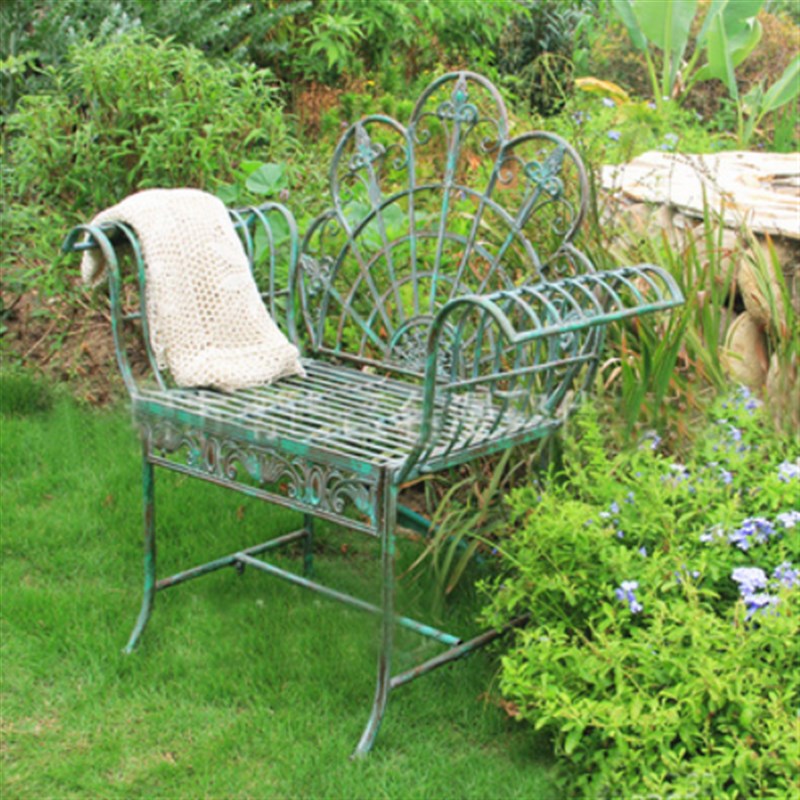 复古田园白色铁艺家用小椅子花园阳台折叠单人防水户外桌椅套装