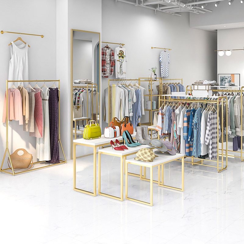 服装店挂衣架网红女装店货架落地式服装中岛展示架金色挂衣服架子,住宅家具,衣帽架,淘宝优惠券,粉丝福利购,淘宝优惠卷