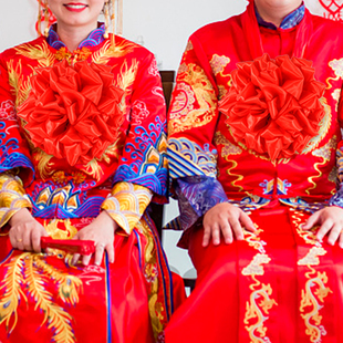 胸前大红花中式婚礼结婚红色绣球颁奖表彰花球拜堂大红花胸花包邮