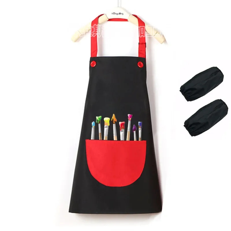 儿童防水围裙定制logo画室书法绘画美术反穿衣幼儿园宝宝画画罩衣