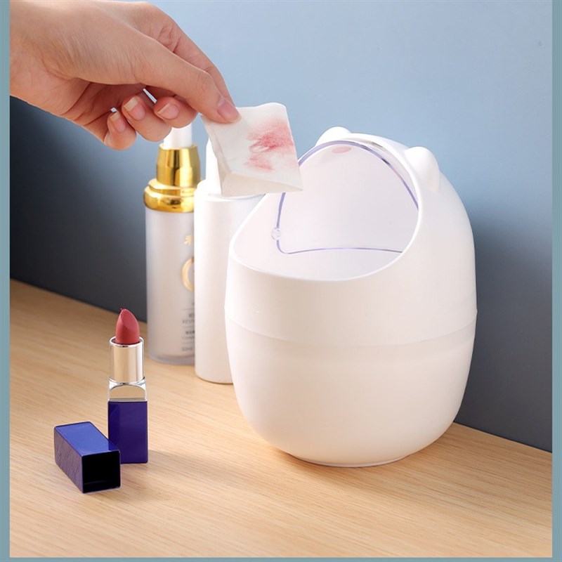 可爱桌面翻盖式垃圾桶卡通学生宿舍书桌废纸篓卧室迷你垃圾收纳盒