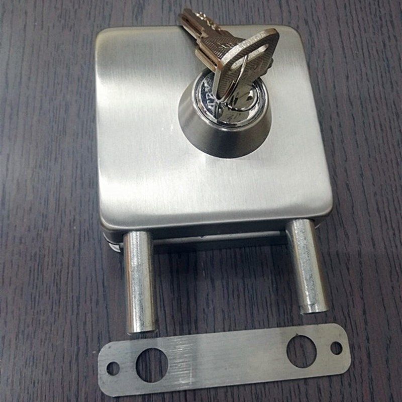 包邮玻璃门锁 地锁 免开孔方形 插销锁