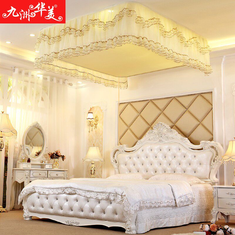 包安装(部分地区)电动遥控升降蚊帐吊顶 1.8米床双人婚庆家用新款