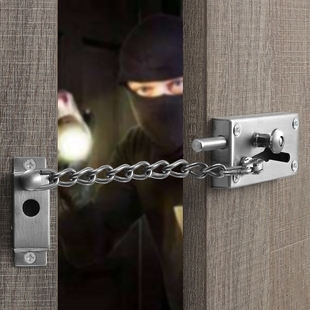 防盗门链插销门锁扣304不锈钢免打孔门内反锁扣酒店安全门栓门扣