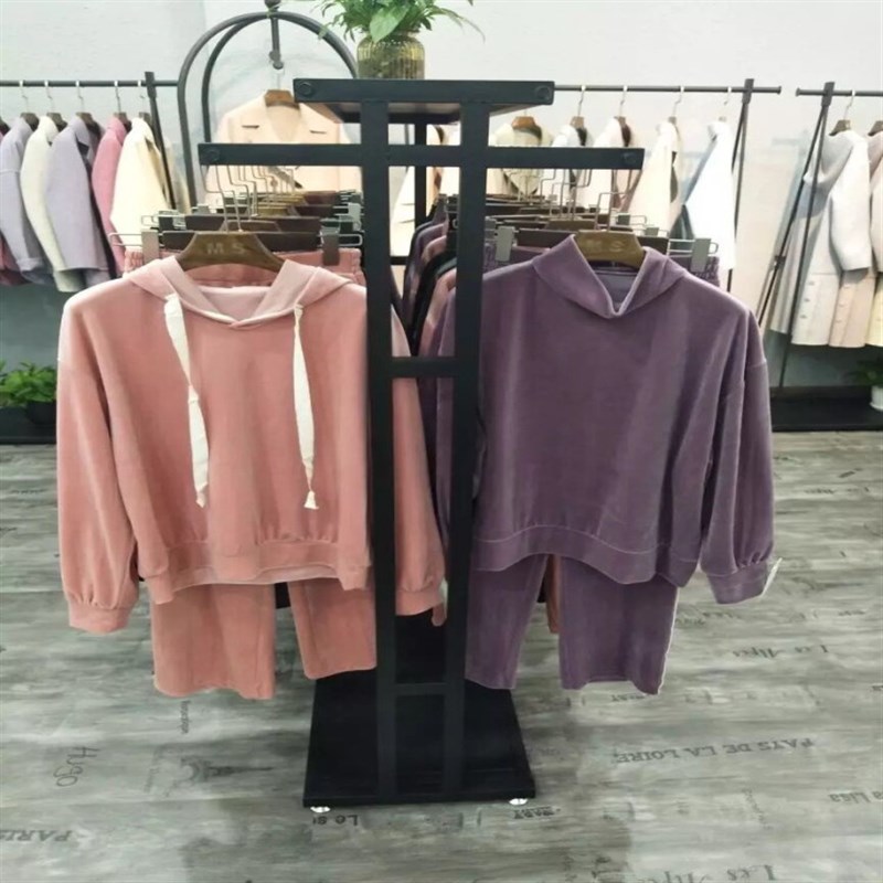 服装店展示架男女装双根杠衣服架子金色中岛双排货架童装中间侧挂