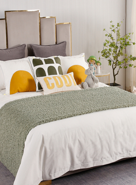 展厅样板间 家具配套床品 女孩男孩儿童房绿色卡通床上用品 橘色