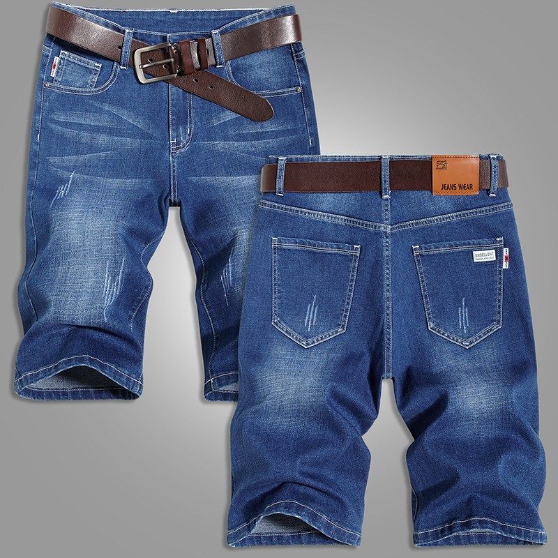 2024夏季薄款牛仔短裤男宽松直筒五分休闲马裤弹力牛仔裤子男中裤,男装,牛仔裤,淘宝优惠券,粉丝福利购,淘宝优惠卷