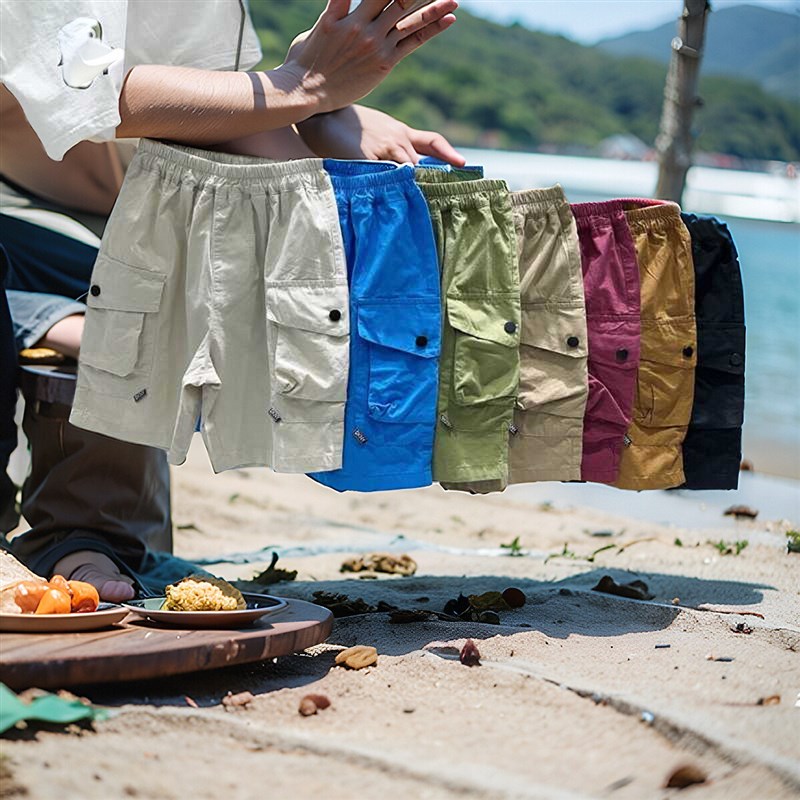 貌貌妈家男童短裤夏装2024新款儿童大口袋工装裤宝宝中裤六分裤薄