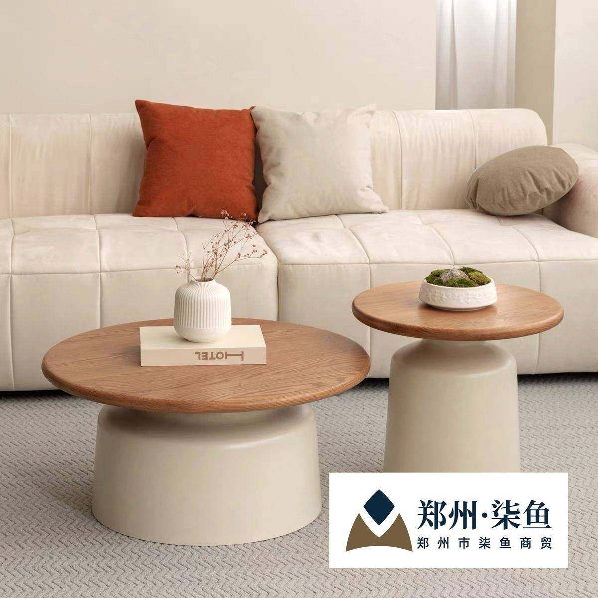 奶油风公寓茶几客厅家用小户型简约网红铁艺圆形马提尼民宿茶几