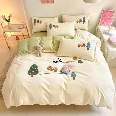 2024新款全棉40支13372立体毛巾绣四件套 1.8m床单四件套 毛巾绣