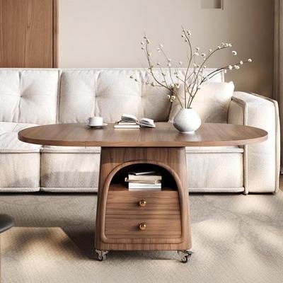 升降折叠茶几可移动客厅家用实木边几2025新款一体两用餐桌