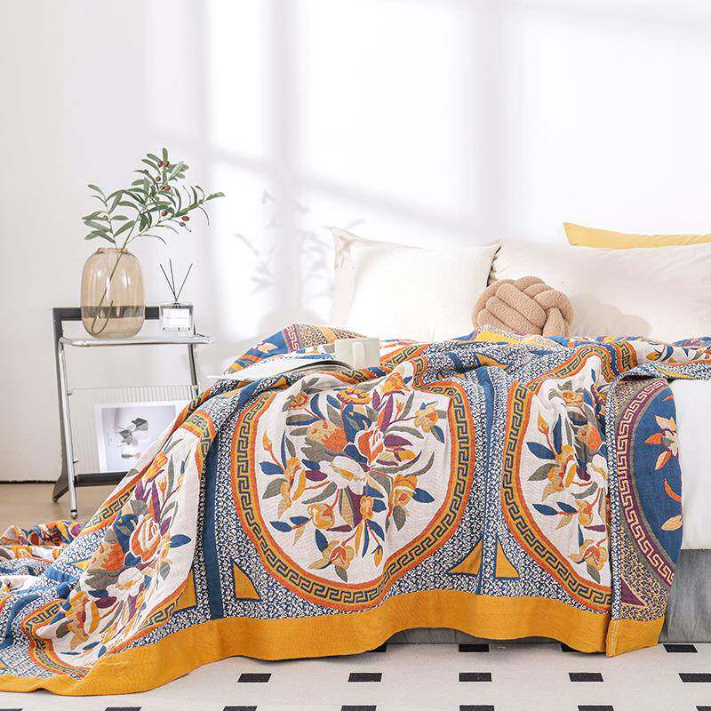 全棉多层纱布毛巾被纯棉加厚毛毯办公室午睡毯被子沙发盖毯