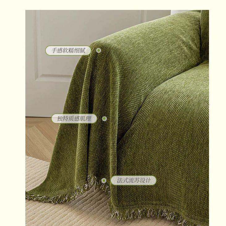 雪尼尔沙发巾2026年新款人字纹盖布四季通用防尘沙发垫全盖套罩毯