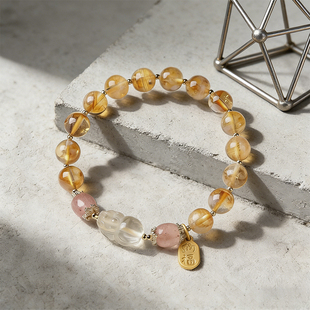 武当仙佩黄塔招金天然黄塔晶手串新中式转运珠水晶手链国风送女友