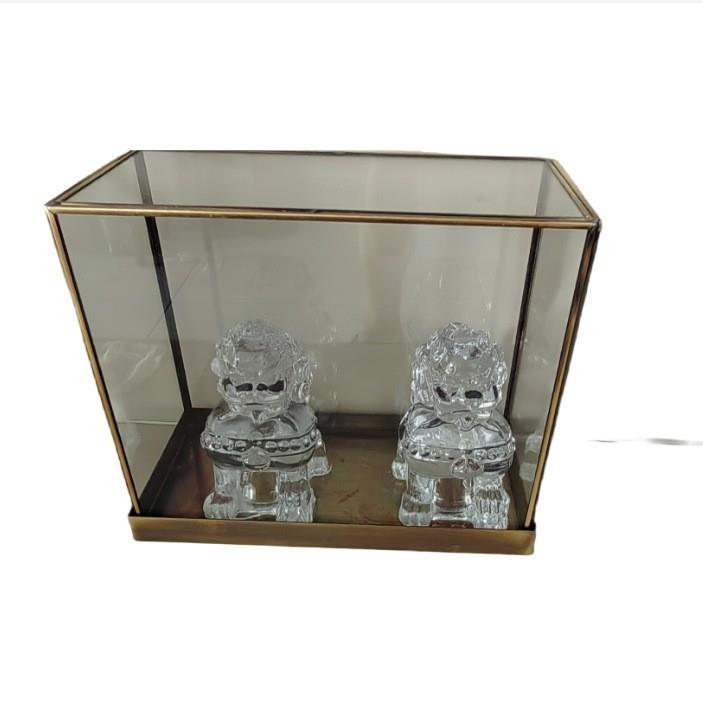 中式创意透明树脂狮子玻璃罩摆件样板房桌面茶几电视柜软装饰品