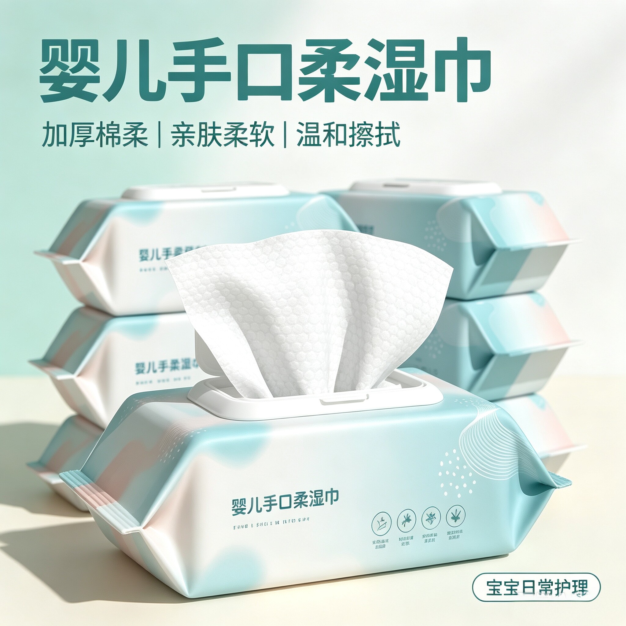 婴儿手口湿巾带盖便携出行