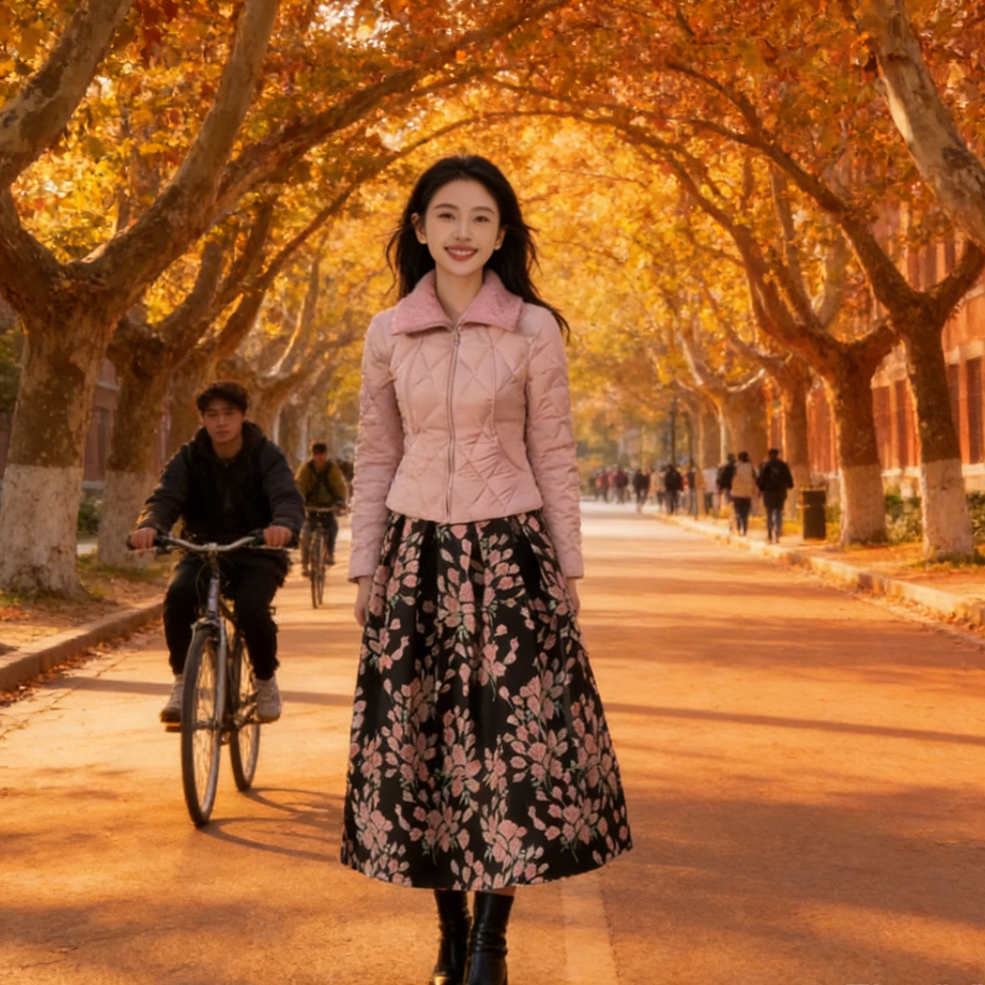 玉美雅【专柜品质】秋冬款森系气质外穿氛围感超仙高级印花半身裙