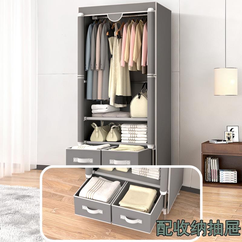 易衣柜家用卧出室租屋衣单人布柜结简实耐用小户型防尘收LIV纳挂