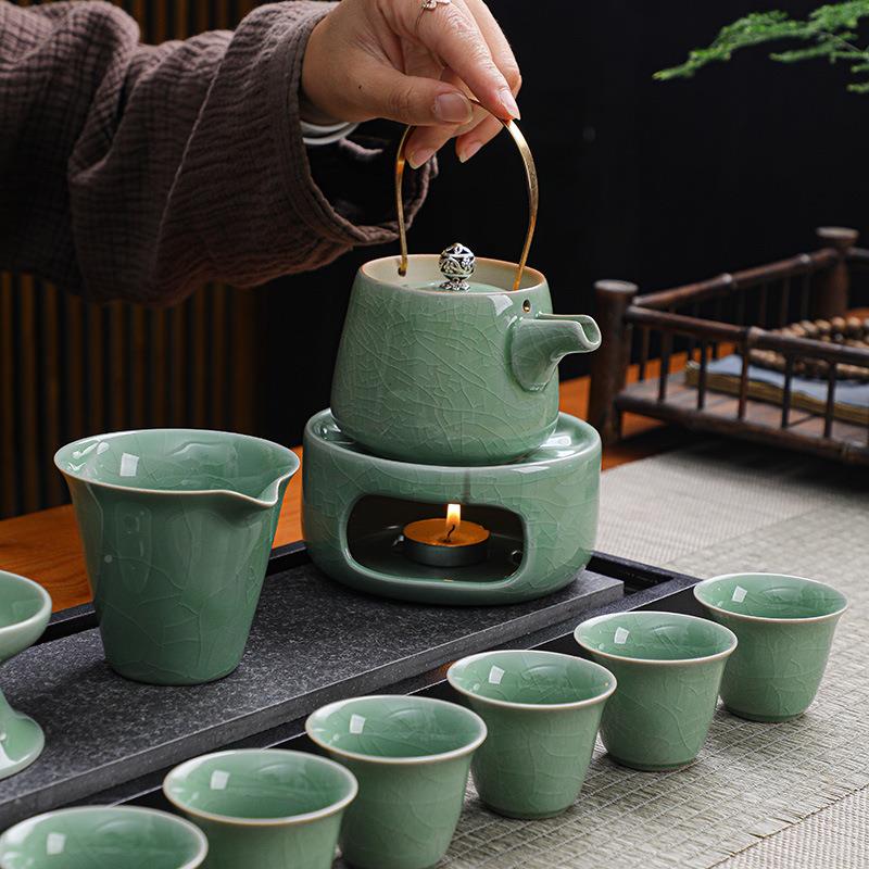 jc60围炉防煮茶陶瓷提梁壶暖家用烫茶壶日式蜡烛加热茶底座温茶炉