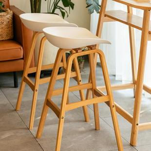 吧简台椅实料木家用塑高脚凳子约曲餐厅前72555台木椅子靠背软包