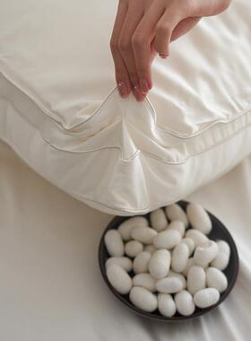 手工蚕丝超柔枕芯女丨双层上蚕丝下羽丝棉头2024002枕舒适亲肤透